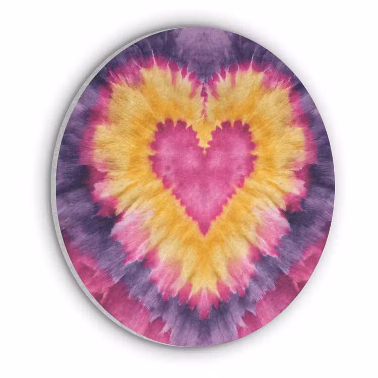 Tie dye - Hartvorm - Vlammen - Oranje Akoestische PET Vilt - Rond klein -3d