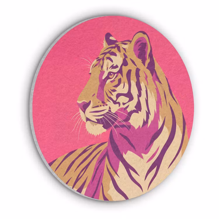 Tijger - Modern - Neon Akoestische PET Vilt - Rond klein -3d