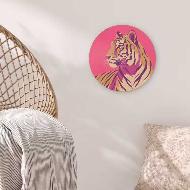 Tijger - Modern - Neon Akoestische PET Vilt - Rond klein -sfeer4