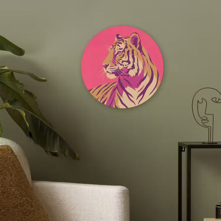 Tijger - Modern - Neon Akoestische PET Vilt - Rond klein -sfeer2