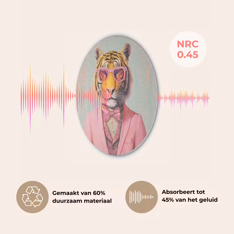 Tijger - Strik - Jasje - Roze Akoestische PET Vilt - Rond klein -USP_NL