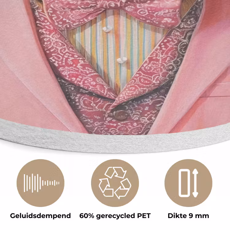 Tijger - Strik - Jasje - Roze Akoestische PET Vilt - Rond klein -closeup_NL