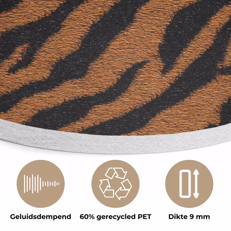 Tijger - Zwart - Vacht Akoestische PET Vilt - Rond klein 838 -closeup_NL