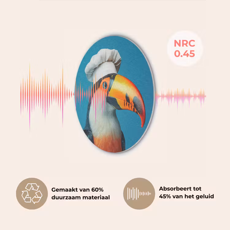 Toekan - Papegaai - Vogel - Koksmuts Akoestische PET Vilt - Rond klein -USP_NL