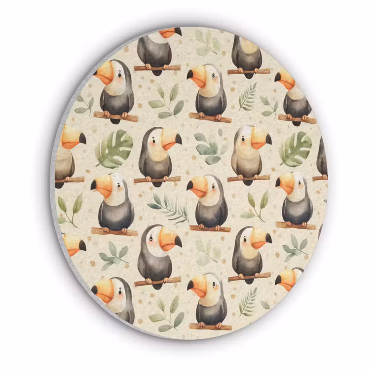 Toekans - Exotisch - Kleurrijk Akoestische PET Vilt - Rond klein 838 -3d
