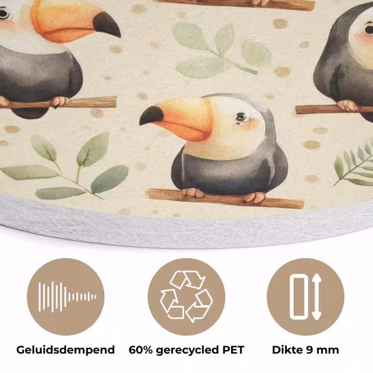 Toekans - Exotisch - Kleurrijk Akoestische PET Vilt - Rond klein 838 -closeup_NL