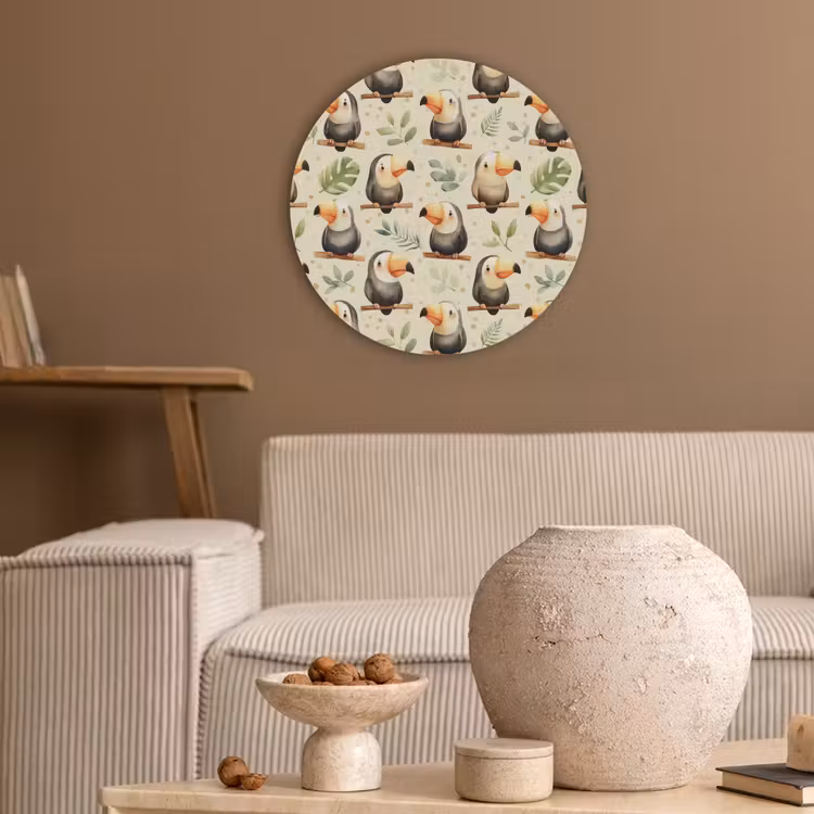 Toekans - Exotisch - Kleurrijk Akoestische PET Vilt - Rond klein 838 -sfeer1