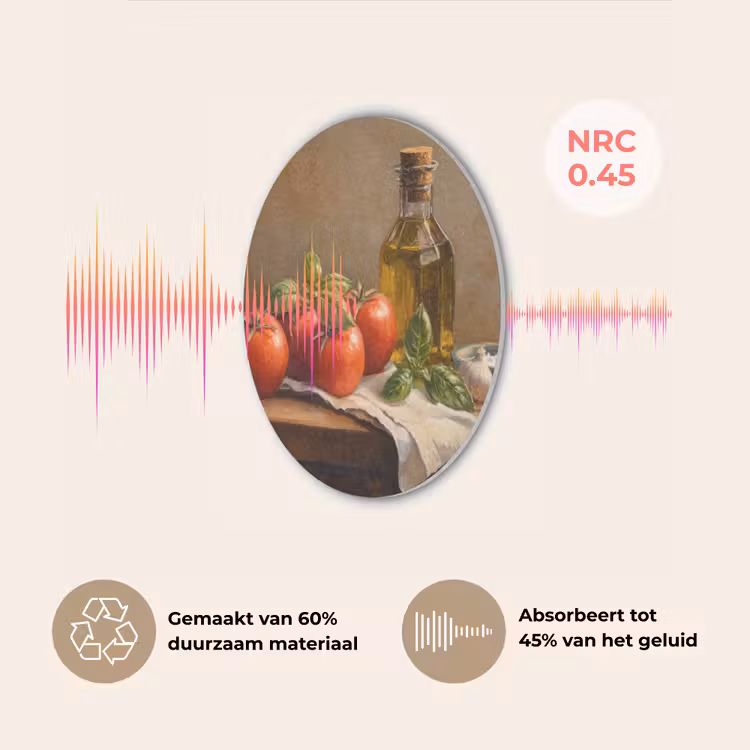 Tomaten - Olijfolie - Stilleven Akoestische PET Vilt - Rond klein -USP_NL