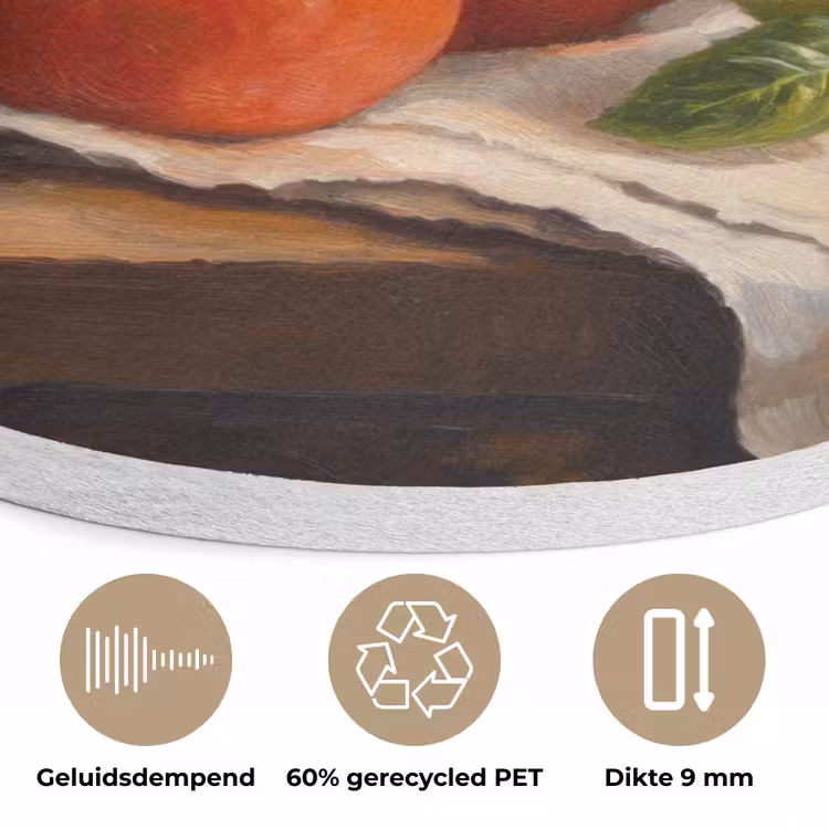 Tomaten - Olijfolie - Stilleven Akoestische PET Vilt - Rond klein -closeup_NL