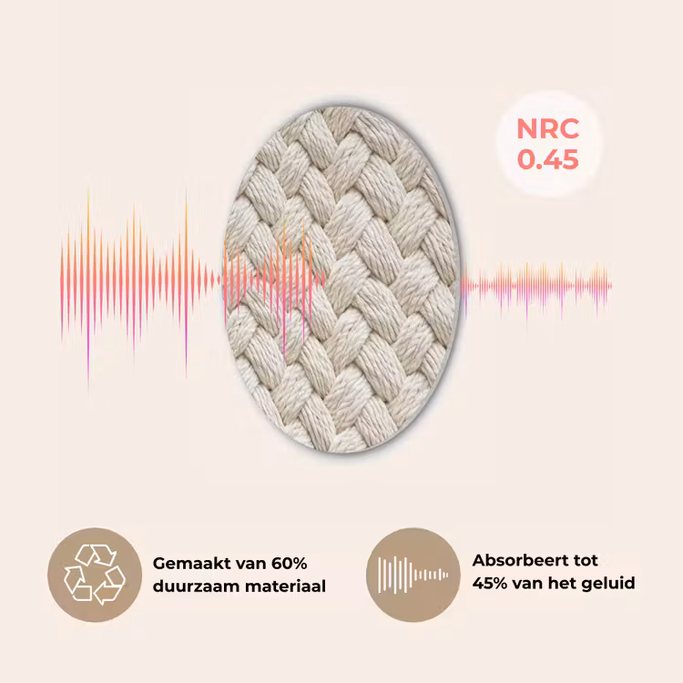 Touw - Gebreid - Beige Akoestische PET Vilt - Rond klein 838 -USP_NL