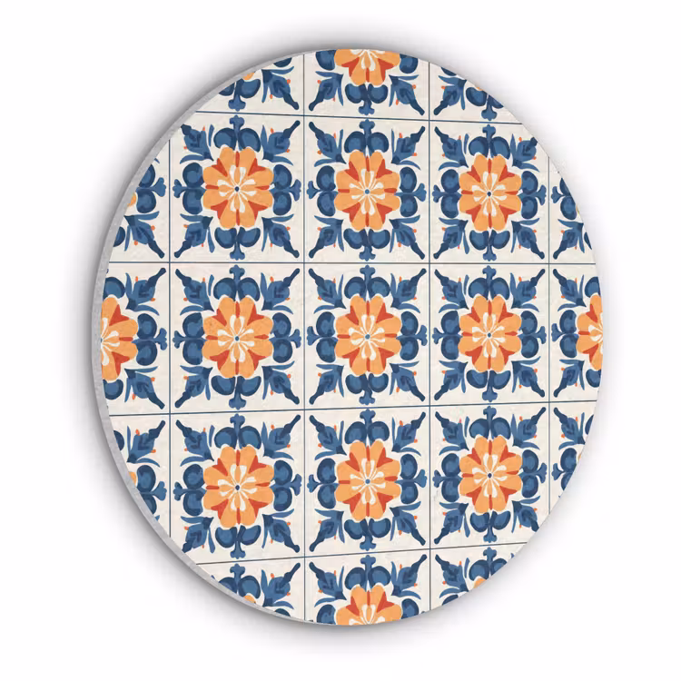 Traditioneel - Tegel - Oranje Akoestische PET Vilt - Rond klein 838 -3d
