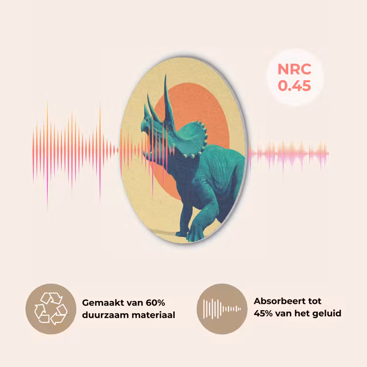 Triceratops - Cirkel - Oranje - Hoorns Akoestische PET Vilt - Rond klein -USP_NL