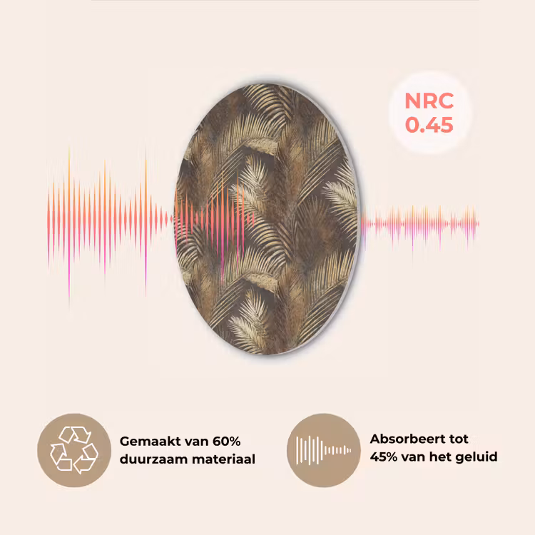 Tropisch - Bladeren - Goud Akoestische PET Vilt - Rond klein 838 -USP_NL