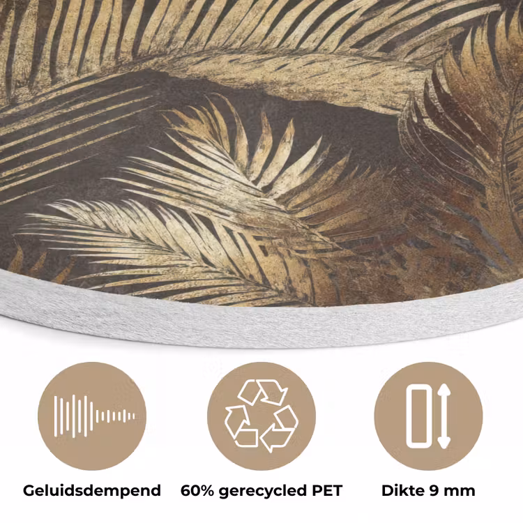 Tropisch - Bladeren - Goud Akoestische PET Vilt - Rond klein 838 -closeup_NL