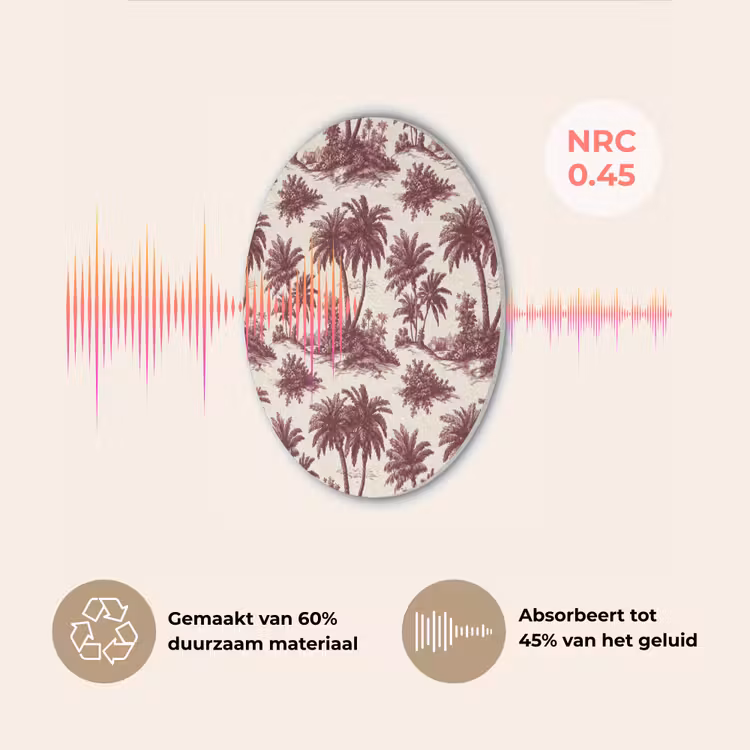 Tropisch - Geometrisch - Bordeauxrood Akoestische PET Vilt - Rond klein 838 -USP_NL