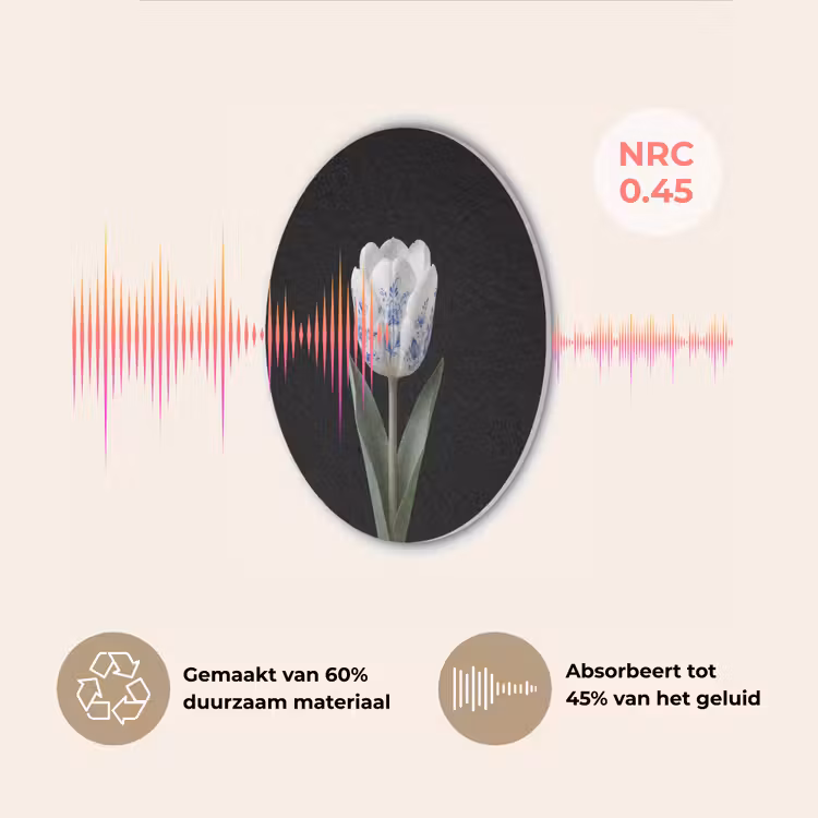 Tulp - Patroon - Blauw Akoestische PET Vilt - Rond klein -USP_NL
