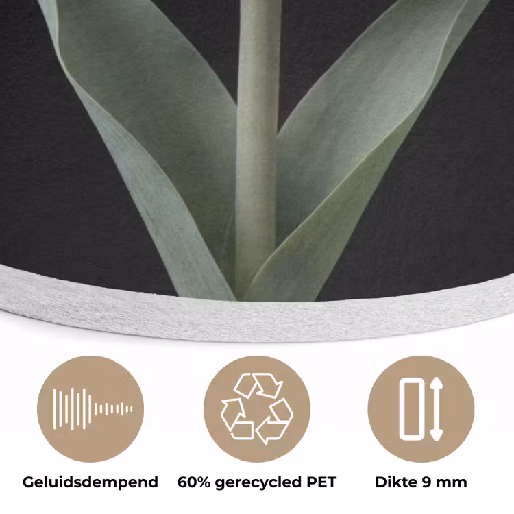 Tulp - Patroon - Blauw Akoestische PET Vilt - Rond klein -closeup_NL