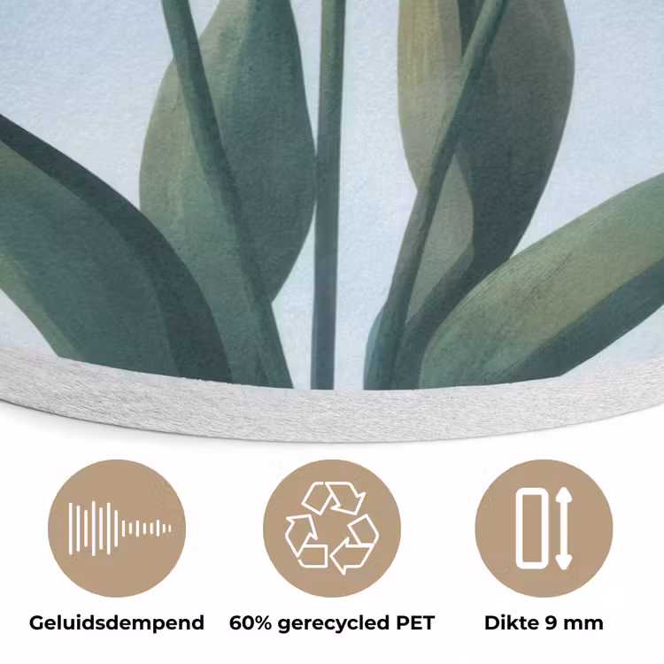 Tulpen - Blauw - Bladeren Akoestische PET Vilt - Rond klein -closeup_NL