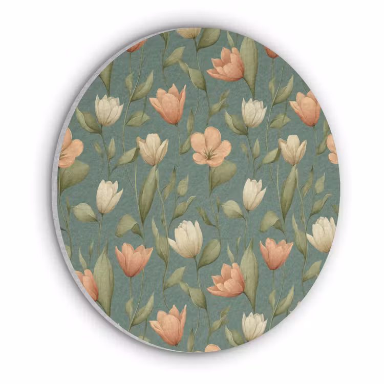 Tulpen - Botanisch - Groen Akoestische PET Vilt - Rond klein 838 -3d