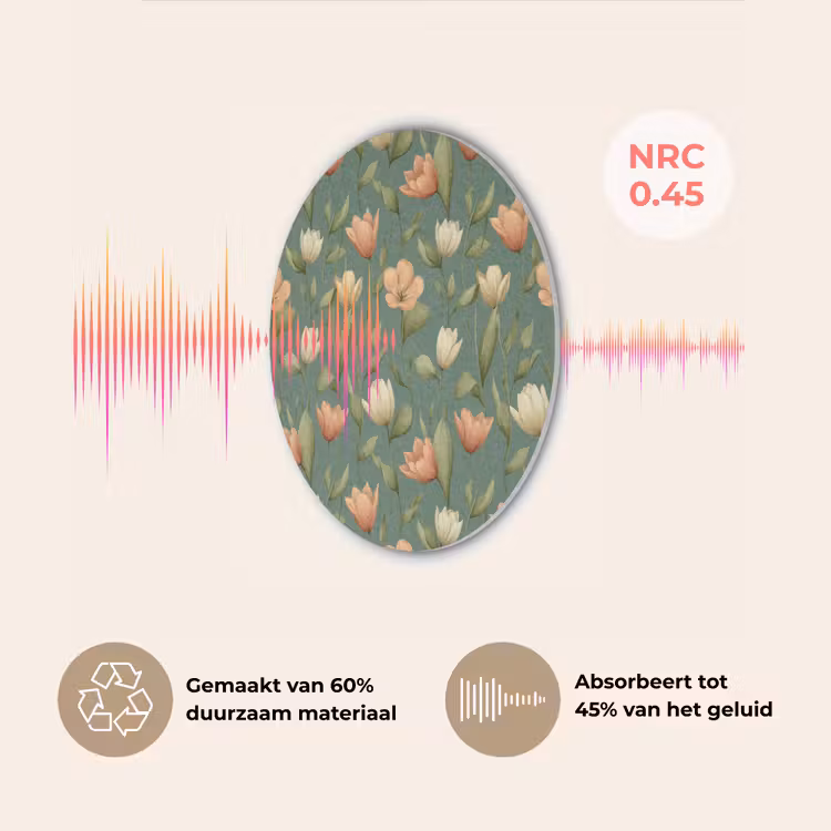 Tulpen - Botanisch - Groen Akoestische PET Vilt - Rond klein 838 -USP_NL