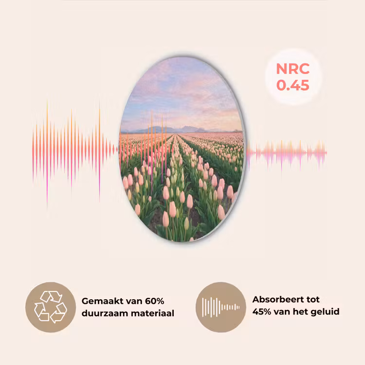 Tulpen - Landschap - Roze Akoestische PET Vilt - Rond klein -USP_NL