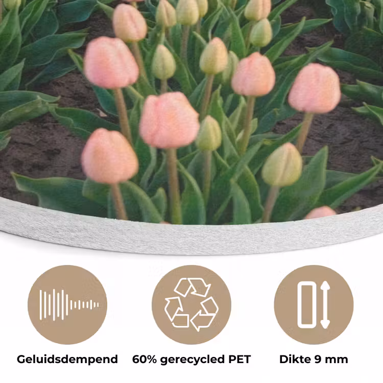 Tulpen - Landschap - Roze Akoestische PET Vilt - Rond klein -closeup_NL