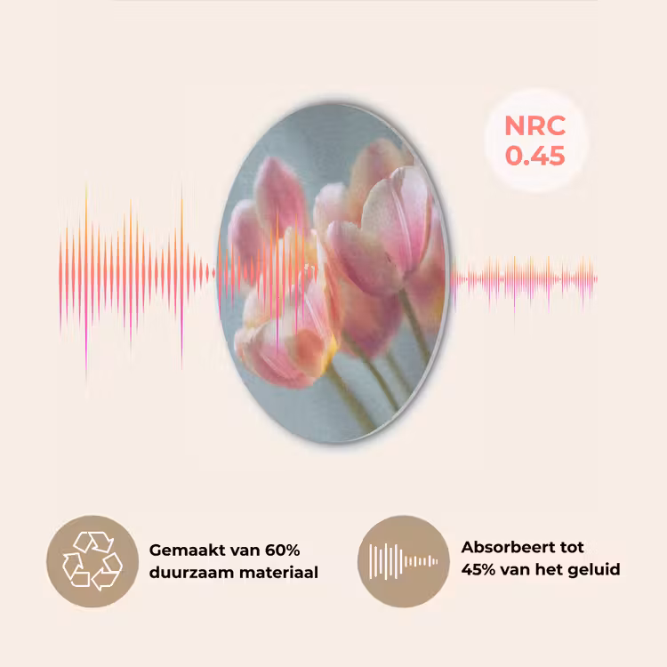 Tulpen - Roze - Stelen Akoestische PET Vilt - Rond klein -USP_NL