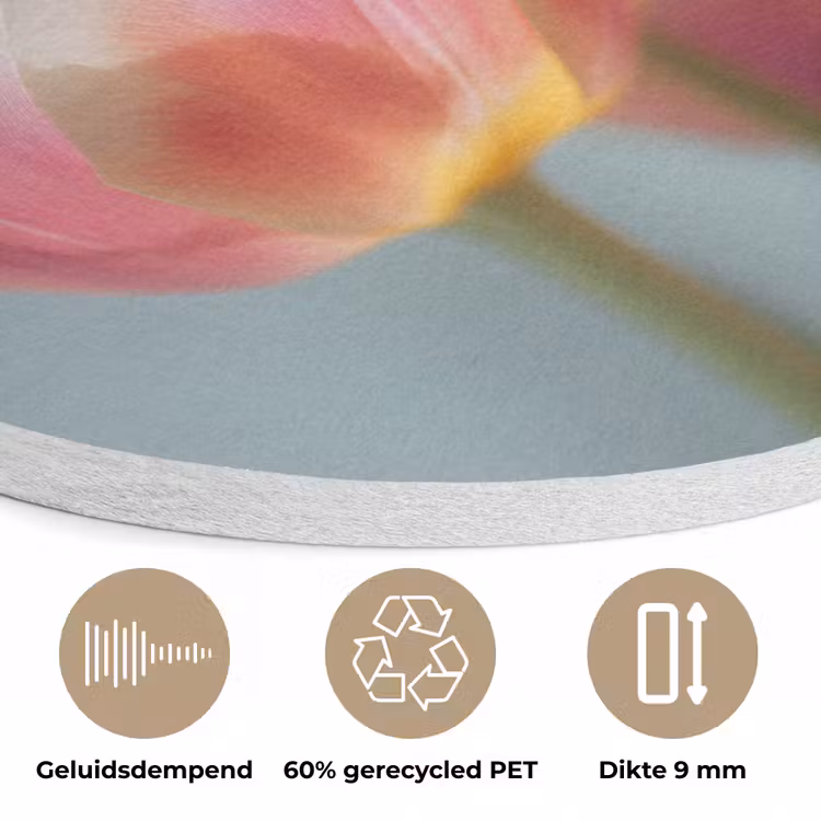 Tulpen - Roze - Stelen Akoestische PET Vilt - Rond klein -closeup_NL
