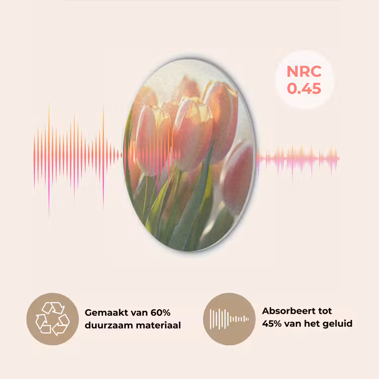 Tulpen - Roze - Zonnestralen Akoestische PET Vilt - Rond klein -USP_NL