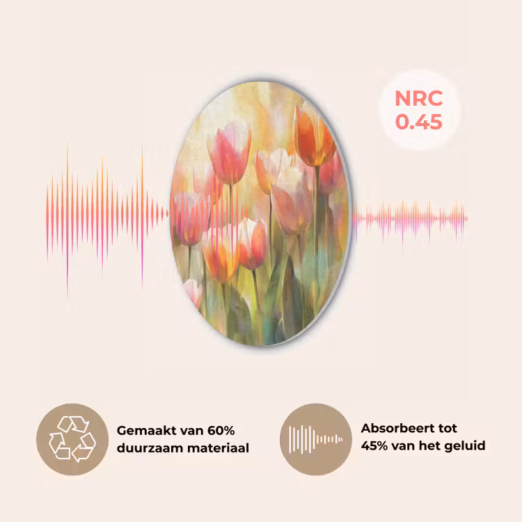 Tulpen - Sprookjesachtig - Kleurrijk Akoestische PET Vilt - Rond klein -USP_NL