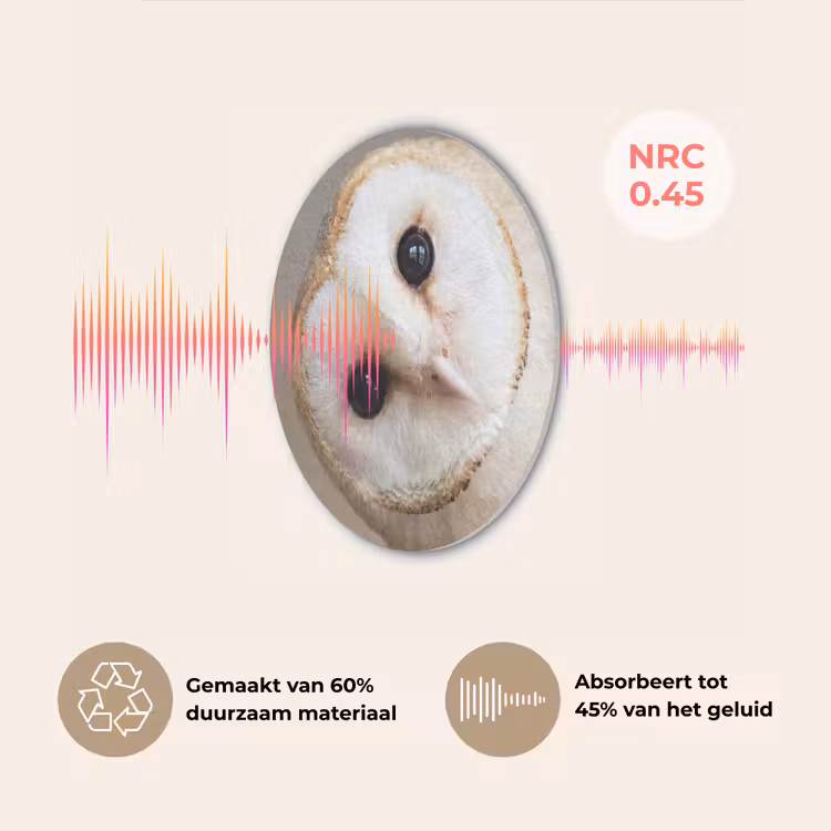 Uil - Bruin - Wit Akoestische PET Vilt - Rond klein -USP_NL