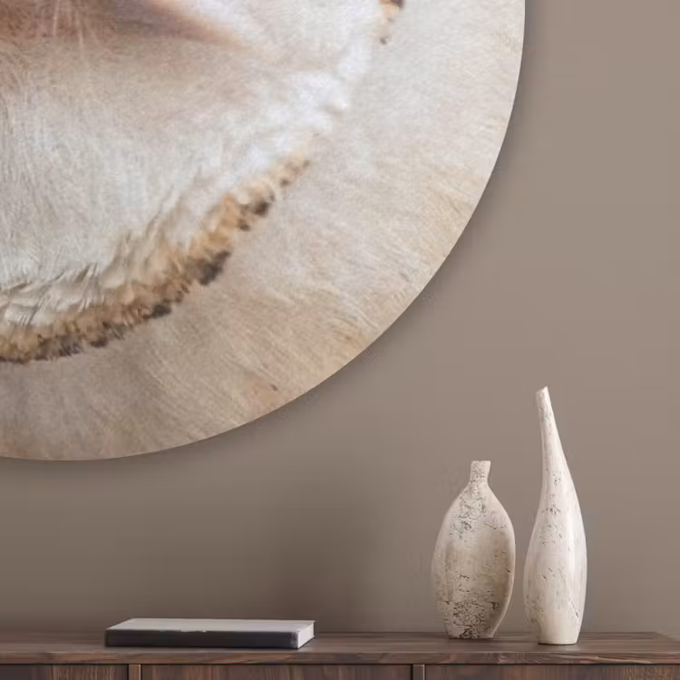 Uil - Bruin - Wit Akoestische PET Vilt - Rond klein -sfeer5_closeup