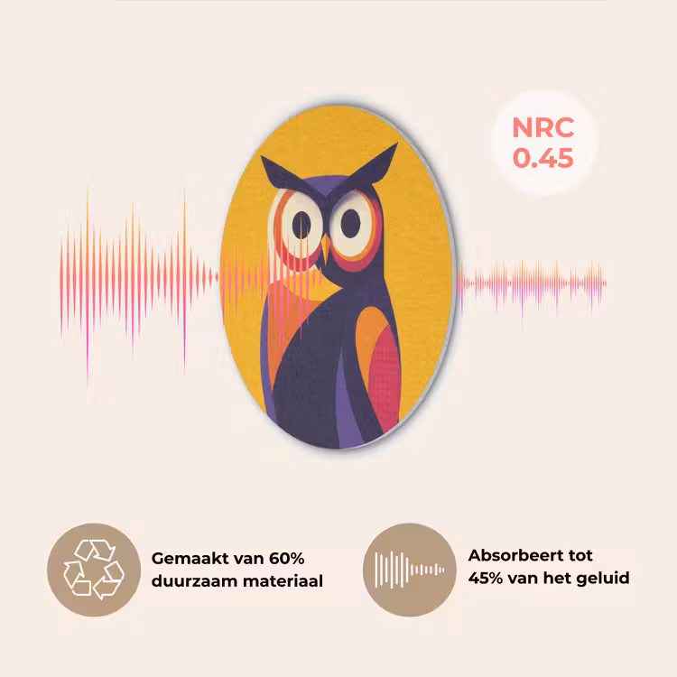 Uil - Grafisch - Kleurrijk - Ogen Akoestische PET Vilt - Rond klein -USP_NL