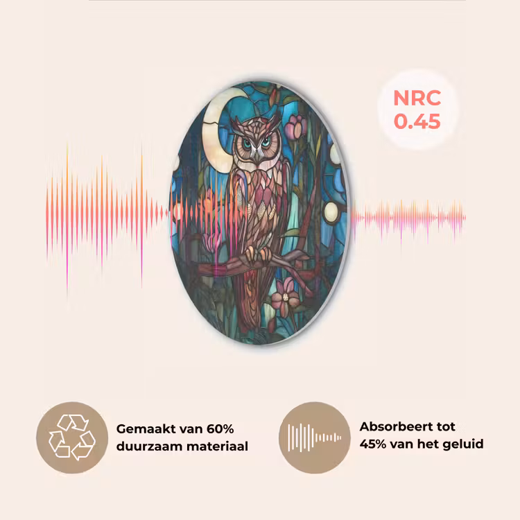 Uil - Mozaïek - Maan - Nacht Akoestische PET Vilt - Rond klein -USP_NL