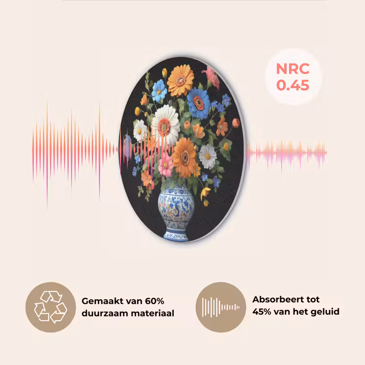Vaas - Boeket - Bloemen - Kleur Akoestische PET Vilt - Rond klein -USP_NL