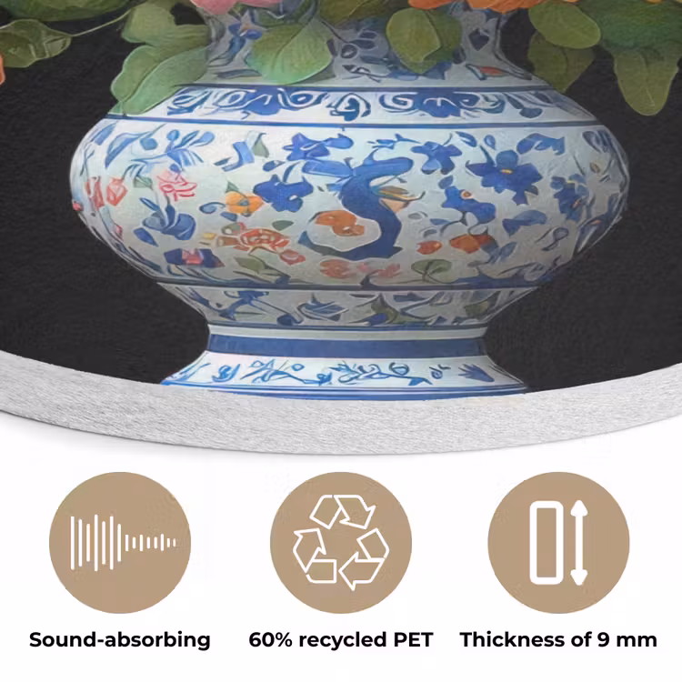 Vaas - Boeket - Bloemen - Kleur Akoestische PET Vilt - Rond klein -closeup_NL