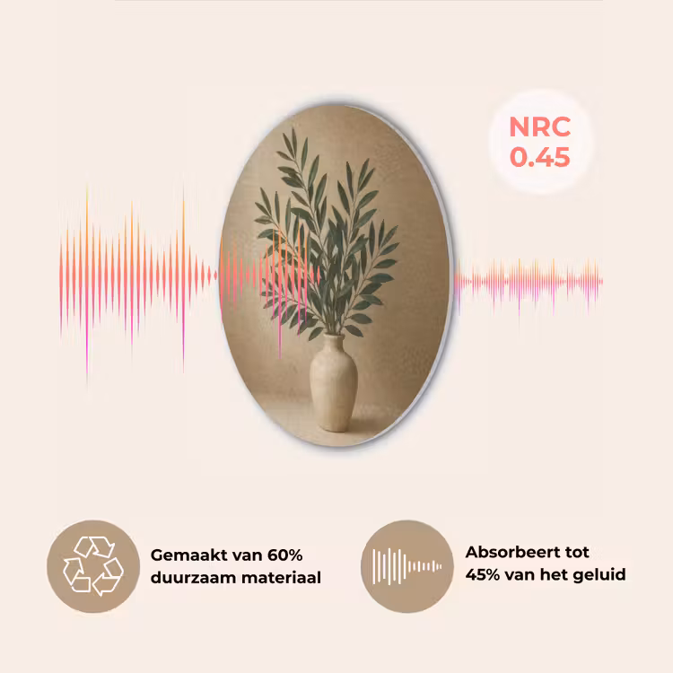 Vaas - Olijftakken - Bladeren - Beige Akoestische PET Vilt - Rond klein -USP_NL