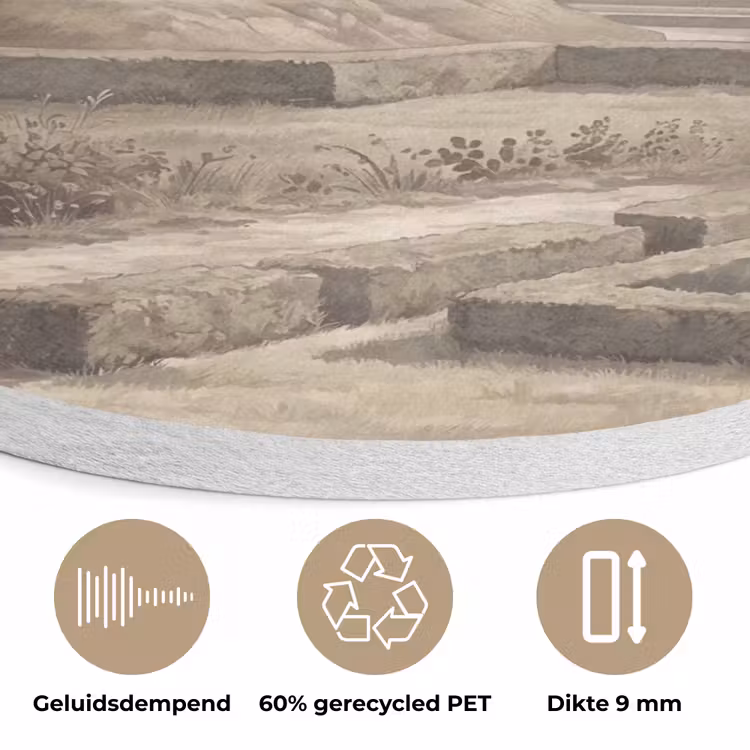 Vallei - Tuin - Natuur - Groen Akoestische PET Vilt - Rond klein -closeup_NL