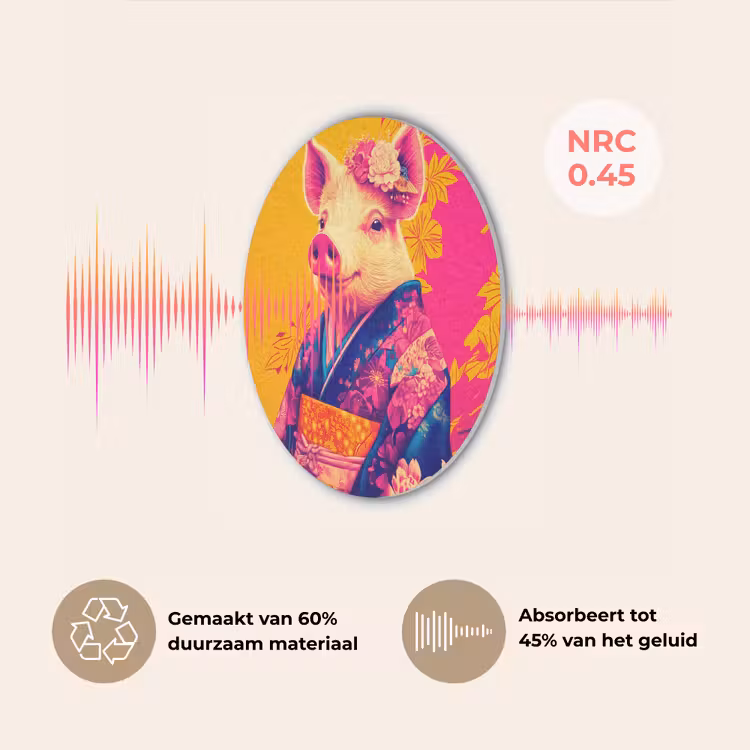 Varken - Bloemkroon - Kimono - Abstract Akoestische PET Vilt - Rond klein -USP_NL