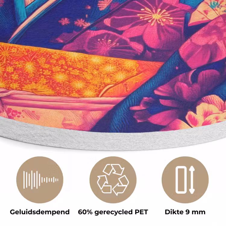 Varken - Bloemkroon - Kimono - Abstract Akoestische PET Vilt - Rond klein -closeup_NL