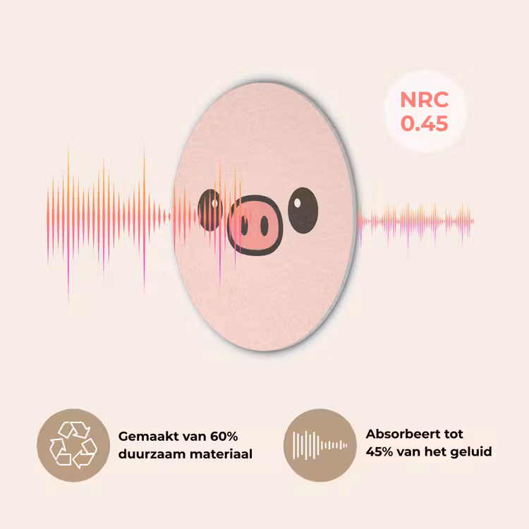 Varken - Roze - Minimalistisch Akoestische PET Vilt - Rond klein -USP_NL
