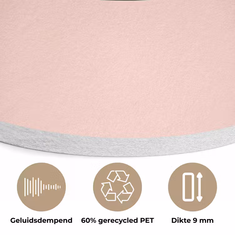 Varken - Roze - Minimalistisch Akoestische PET Vilt - Rond klein -closeup_NL