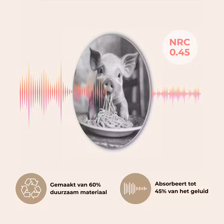 Varken - Schattig - Spaghetti - Zwart wit - Dier Akoestische PET Vilt - Rond klein -USP_NL
