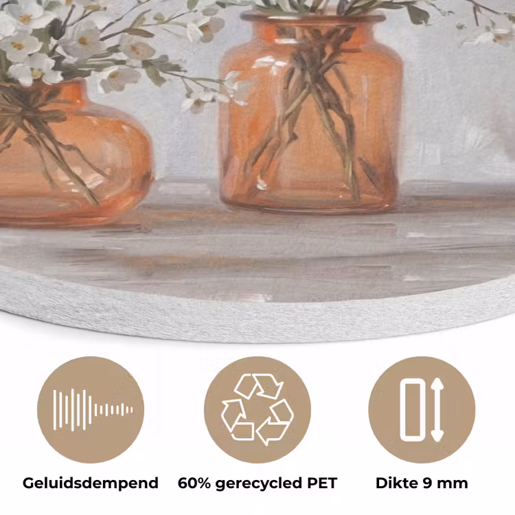 Vazen - Bloemen - Oranje Akoestische PET Vilt - Rond klein -closeup_NL