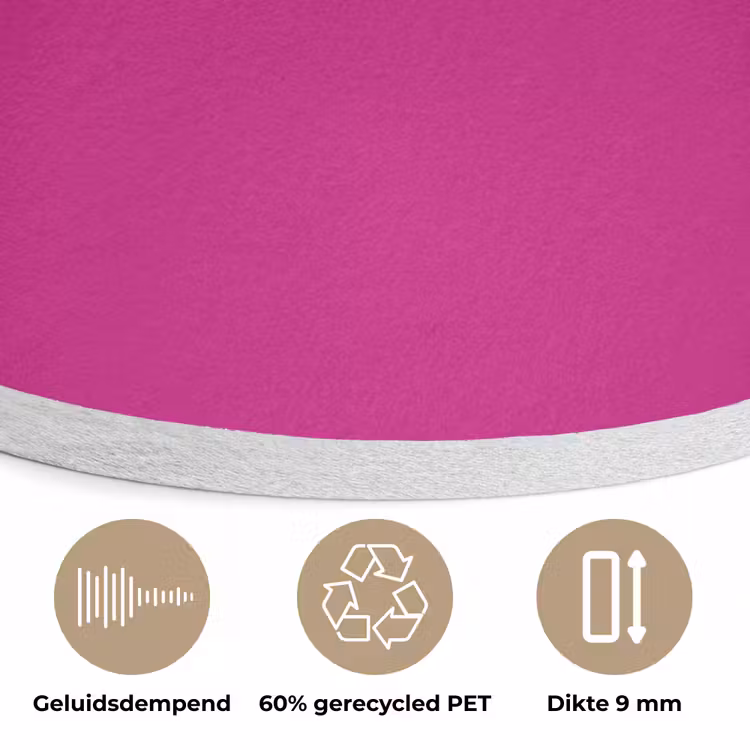 Velvet - Magenta - Roze Akoestische PET Vilt - Rond klein 838 -closeup_NL