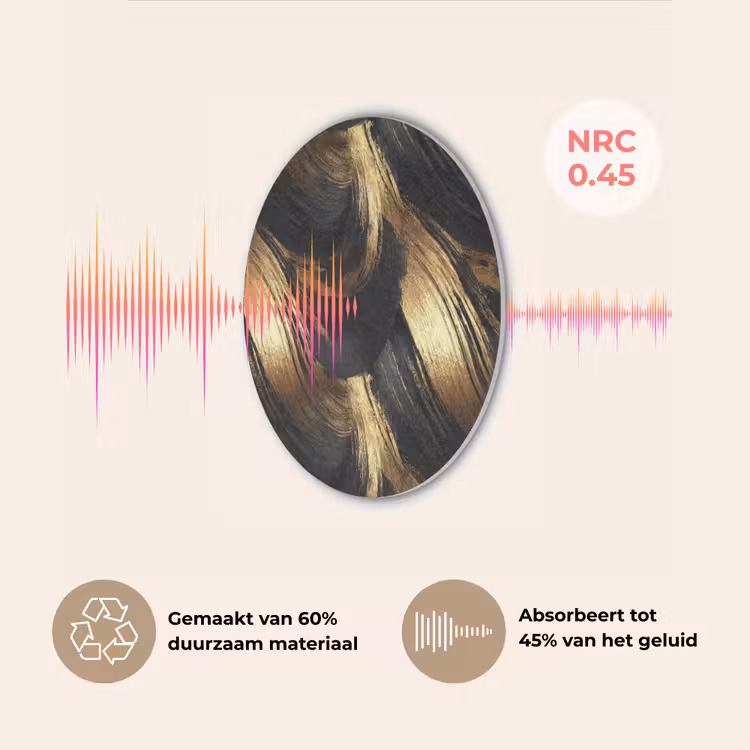 Verfstreken - Abstract - Goud - Zwart Akoestische PET Vilt - Rond klein 838 -USP_NL
