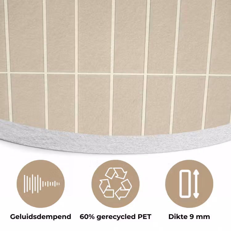 Verticaal - Wandtegel - Crème - Beige Akoestische PET Vilt - Rond klein 838 -closeup_NL