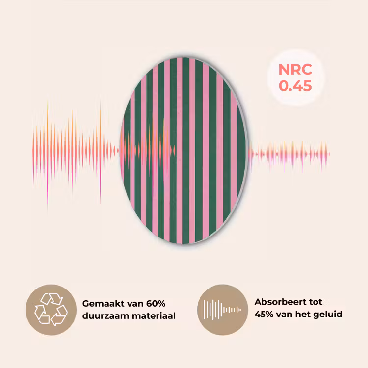 Verticale strepen - Groen - Roze Akoestische PET Vilt - Rond klein 838 -USP_NL