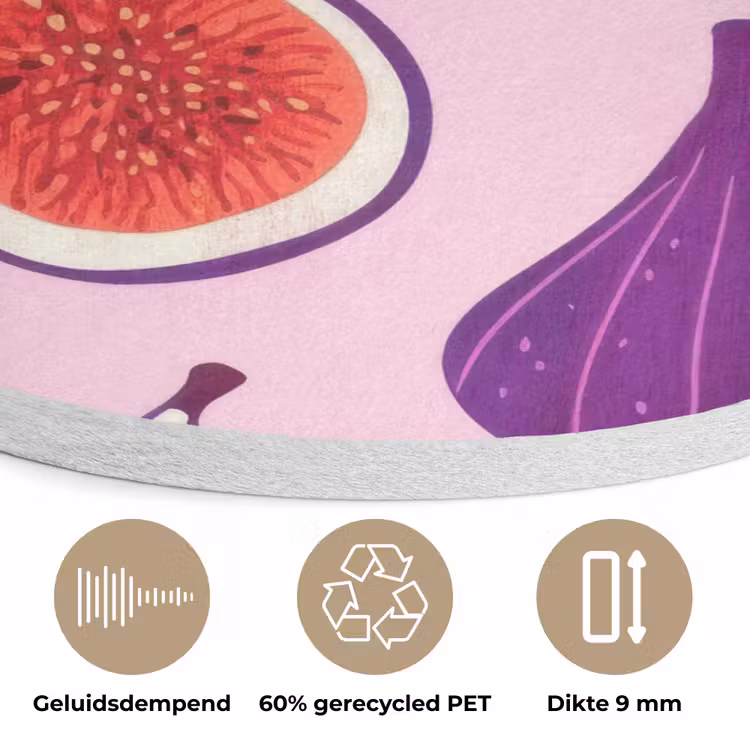 Vijgen - Roze - Paars Akoestische PET Vilt - Rond klein -closeup_NL