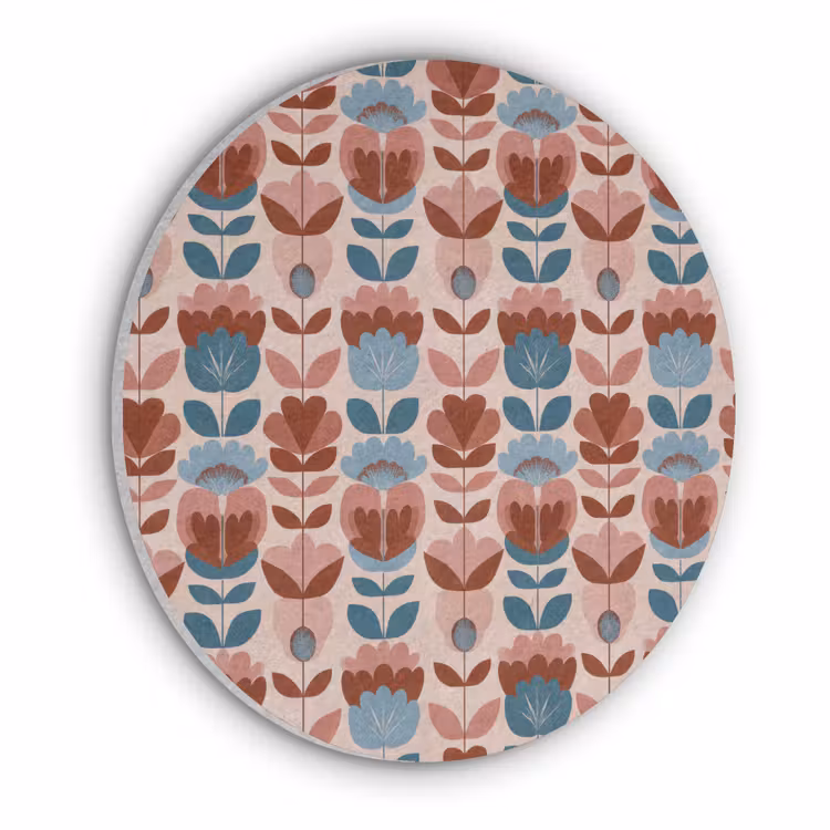 Vintage - Motief - Kleurrijk Akoestische PET Vilt - Rond klein 838 -3d
